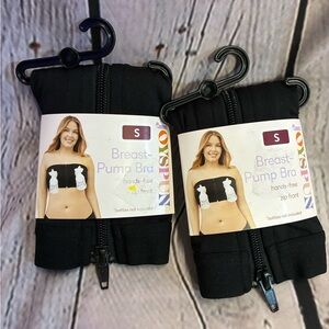 Joyspun Breast Pump Bandeau Nursing Bra Zip Front Hands Free Black Small 2pk NIP